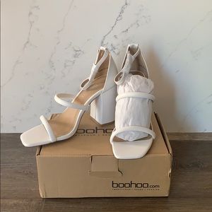 Boohoo White Strappy Block Heel Sandals